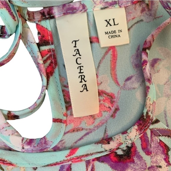 TACERA Cold Shoulder Floral Cottagecore Top XL NEW - Picture 2 of 6